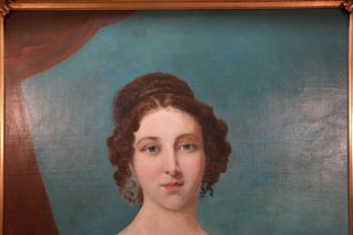 LG 19thC Antique VICTORIAN Era LADY PORTRAIT Oil PAINTING Old WOOD & GESSO FRAME 7