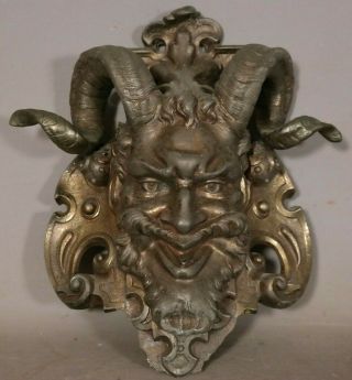 Lg Antique 19thc Victorian Winery Dionysus Bust Old Horned God Of Wine Statue