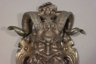 LG Antique 19thC VICTORIAN Winery DIONYSUS BUST Old HORNED GOD of WINE STATUE 2
