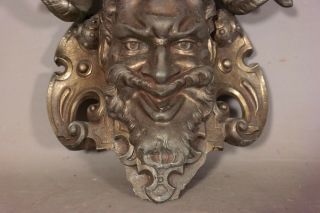 LG Antique 19thC VICTORIAN Winery DIONYSUS BUST Old HORNED GOD of WINE STATUE 3