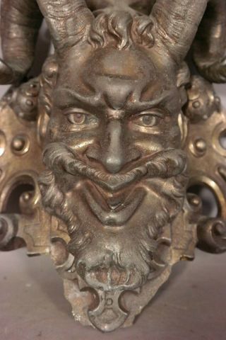 LG Antique 19thC VICTORIAN Winery DIONYSUS BUST Old HORNED GOD of WINE STATUE 4