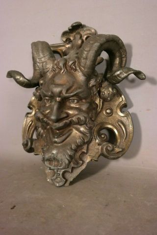 LG Antique 19thC VICTORIAN Winery DIONYSUS BUST Old HORNED GOD of WINE STATUE 5