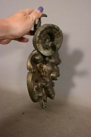 LG Antique 19thC VICTORIAN Winery DIONYSUS BUST Old HORNED GOD of WINE STATUE 6