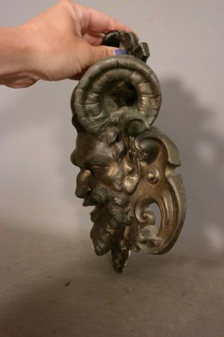 LG Antique 19thC VICTORIAN Winery DIONYSUS BUST Old HORNED GOD of WINE STATUE 7