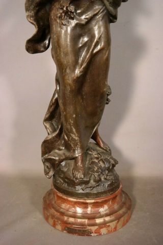 LG Antique ART NOUVEAU Bronzed LADY STATUE Figural NEWEL POST Old BANNISTER LAMP 4