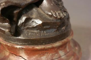 LG Antique ART NOUVEAU Bronzed LADY STATUE Figural NEWEL POST Old BANNISTER LAMP 9