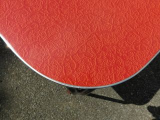 Vintage c1958 Mid Century Modern Ice Crackle Red & Chrome Kitchen Table 4