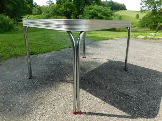 Vintage c1958 Mid Century Modern Ice Crackle Red & Chrome Kitchen Table 6