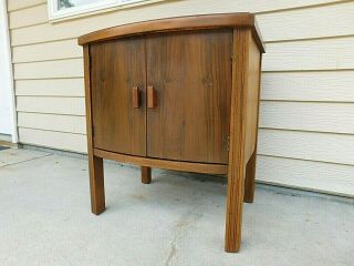 Early Mid Century Deco Moderne Walnut 2 Door Record Cabinet Chair - side End Table 3