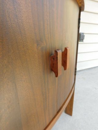 Early Mid Century Deco Moderne Walnut 2 Door Record Cabinet Chair - side End Table 4