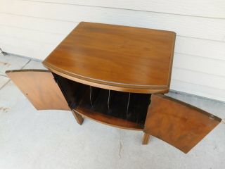 Early Mid Century Deco Moderne Walnut 2 Door Record Cabinet Chair - side End Table 6