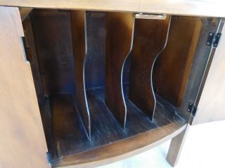 Early Mid Century Deco Moderne Walnut 2 Door Record Cabinet Chair - side End Table 8