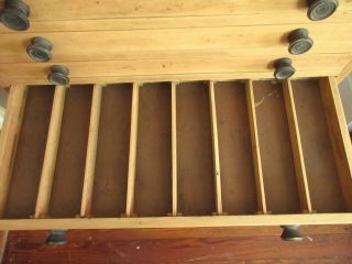 Vintage Rustic Wood 13 Drawer Printer ' s Cabinet 52x34x18 