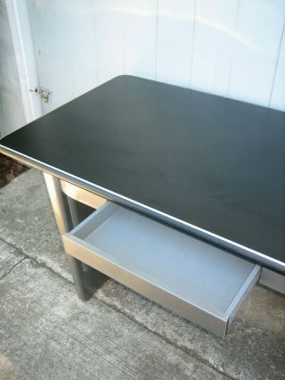 1950 ' s metal Desk ASE panel leg office Table vintage industrial tanker allsteel 6