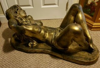 SCARCE VINTAGE EARLY 1970s Nude Lady Woman Glass Top Coffee Table art 8
