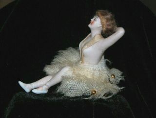 Antique German Galluba & Hoffman Bathing Beauty Bisque Nude Doll Figurine 3 "