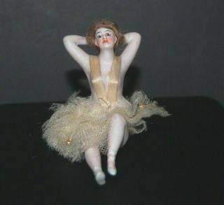 Antique German Galluba & Hoffman Bathing Beauty Bisque Nude Doll Figurine 3 