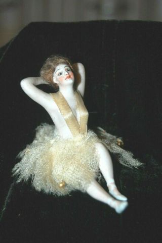 Antique German Galluba & Hoffman Bathing Beauty Bisque Nude Doll Figurine 3 