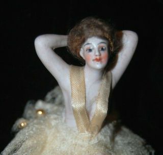 Antique German Galluba & Hoffman Bathing Beauty Bisque Nude Doll Figurine 3 