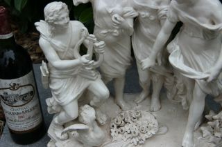 Huge XXL CAPODIMONTE faience Apollo Venus god Statue group marked 4