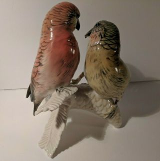 Vintage Germany Karl Ens Ceramic Bird Figurine Parrot Crossbill Pair 2