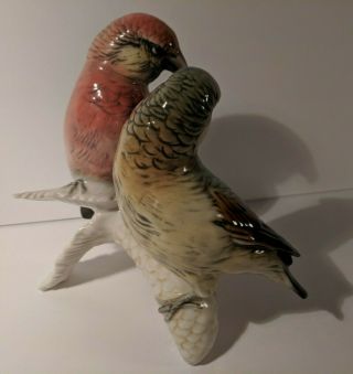 Vintage Germany Karl Ens Ceramic Bird Figurine Parrot Crossbill Pair 4