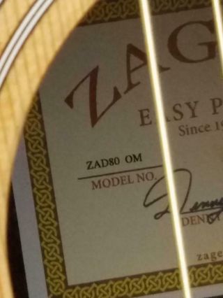 Zager Easy Play ZAD - 80 OM Solid Cedar Rosewood Acoustic Pro Series Guitar & Case 7