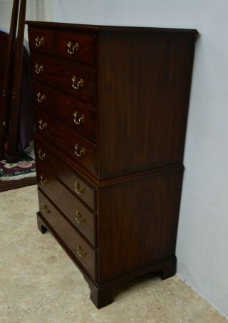 Henkel Harris Solid Mahogany Chest on Chest of Drawers Dresser (A) 2