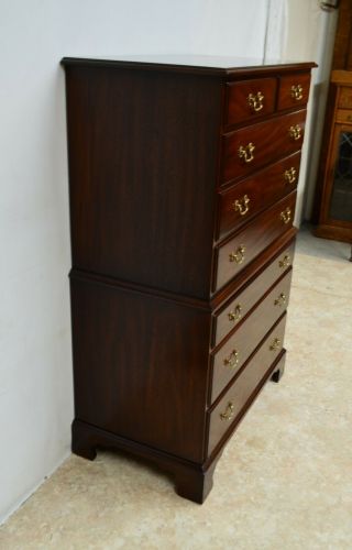 Henkel Harris Solid Mahogany Chest on Chest of Drawers Dresser (A) 3