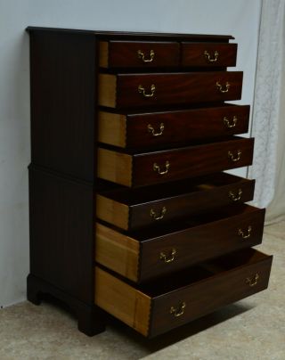 Henkel Harris Solid Mahogany Chest on Chest of Drawers Dresser (A) 9