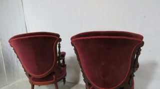 Antique Victorian Pair Chairs Stunning Walnut 9
