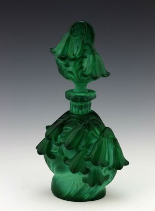 Art Deco Bohemian Malachite Glass Perfume Bottle H.  Hoffmann