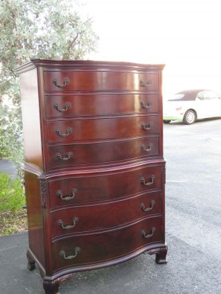 Chippendale Mahogany Serpentine Extra Tall Chest of Drawers 9380 12