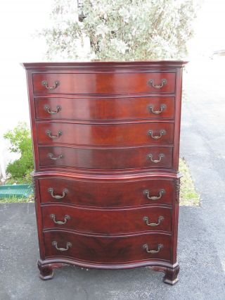 Chippendale Mahogany Serpentine Extra Tall Chest Of Drawers 9380