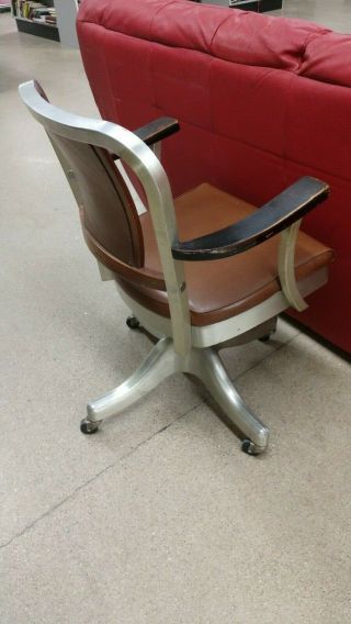 Vintage Space Race Swivel Office Arm Chair Rolling Propeller Base Aluminum era 11