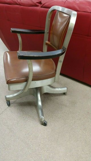 Vintage Space Race Swivel Office Arm Chair Rolling Propeller Base Aluminum era 4