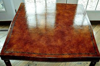 Leather Top Solid Wood Game Table Barnard & Simonds / Baker Furniture 7