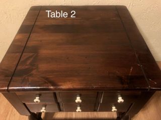 Pair Vintage Ethan Allen Dark Antiqued Pine Old Tavern Two Drawer End Table 8