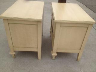 Vintage Pair Distressed Painted Country French Night Stands 10