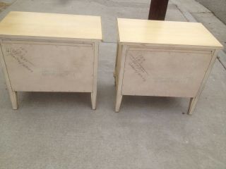 Vintage Pair Distressed Painted Country French Night Stands 11