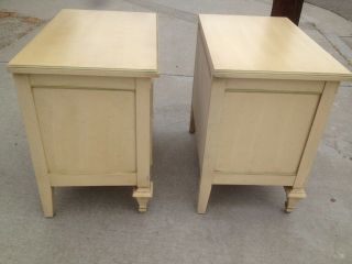 Vintage Pair Distressed Painted Country French Night Stands 8