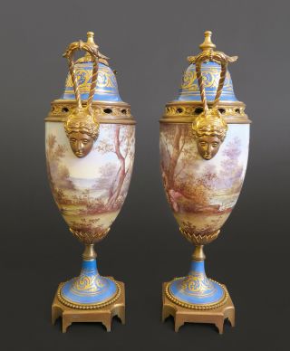 19th C.  French Sevres Porcelain Vase Mounted On Bronze 2