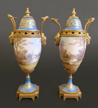 19th C.  French Sevres Porcelain Vase Mounted On Bronze 3