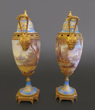 19th C.  French Sevres Porcelain Vase Mounted On Bronze 4