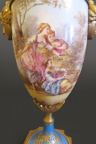 19th C.  French Sevres Porcelain Vase Mounted On Bronze 5