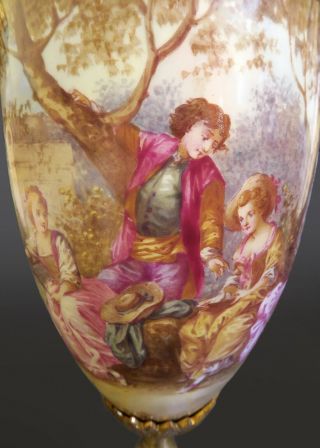 19th C.  French Sevres Porcelain Vase Mounted On Bronze 8