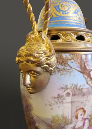 19th C.  French Sevres Porcelain Vase Mounted On Bronze 9
