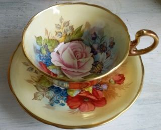 Aynsley Gold Huge Roses Bailey Tea Cup & Saucer 3