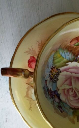 Aynsley Gold Huge Roses Bailey Tea Cup & Saucer 9