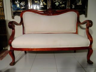 19th cent.  Victorian Sofa/Settee & Chair Carved Rosewood Professionally Restored 2